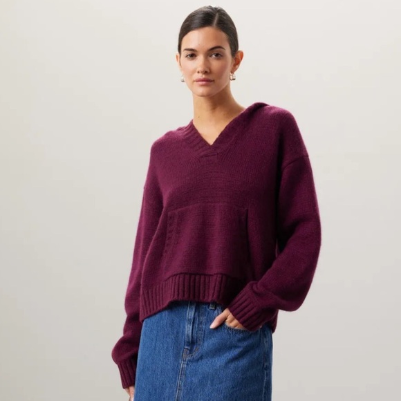 Splendid Ford Hoodie Sweater - Purple Wool Blend - Picture 3 of 12